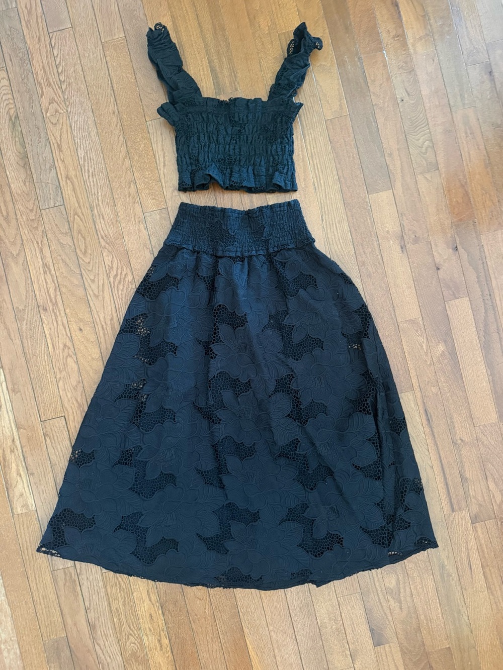 Hill House Home Azalea Nap Top and Delphine Nap Skirt Black Lace